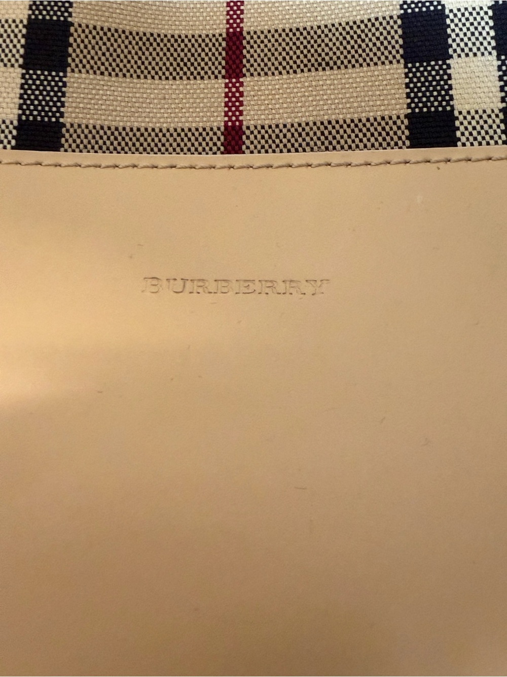 Burberry NOVA CHECK Plaid Canvas Tote with Tan Leather Trim Made in Italy - Picture 3 of 16